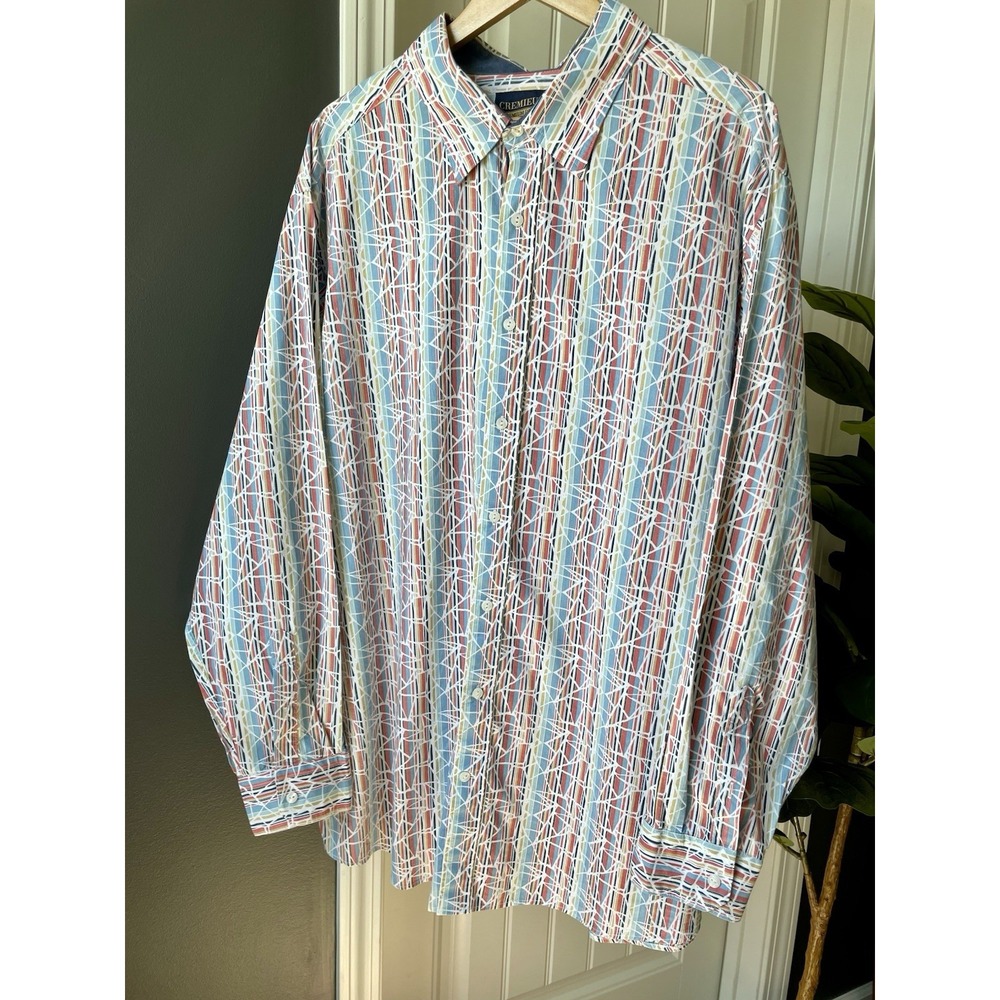 NWT Cremieux Men's 3XT Geometric Cotton Long Sleeve Button-Up Shirt